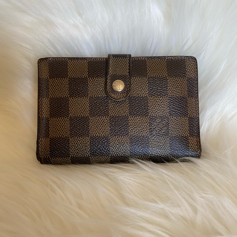 Louis Vuitton twiss lock damier ebene short wallet